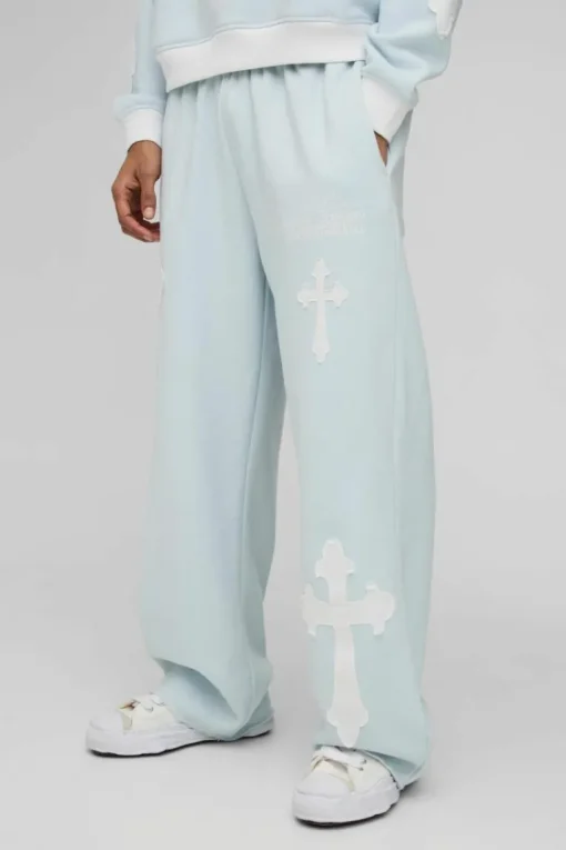 Wide Leg Limited Edition Cross Applique Joggers