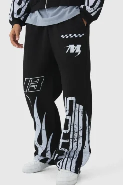 Wide Leg Moto Flame Jogger