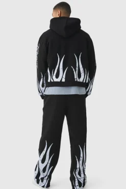 Wide Leg Moto Flame Jogger