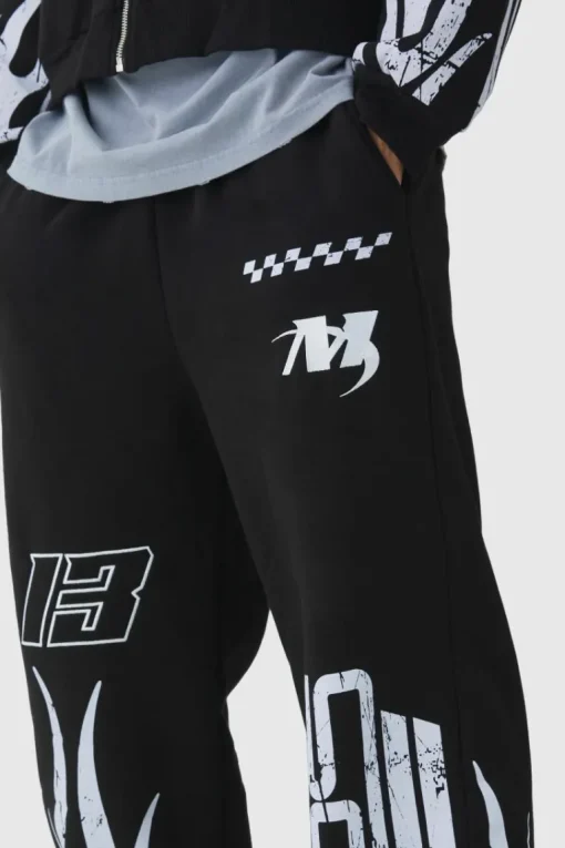 Wide Leg Moto Flame Jogger