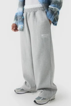 Wide Leg Tie Cuff Double Waistband Joggers