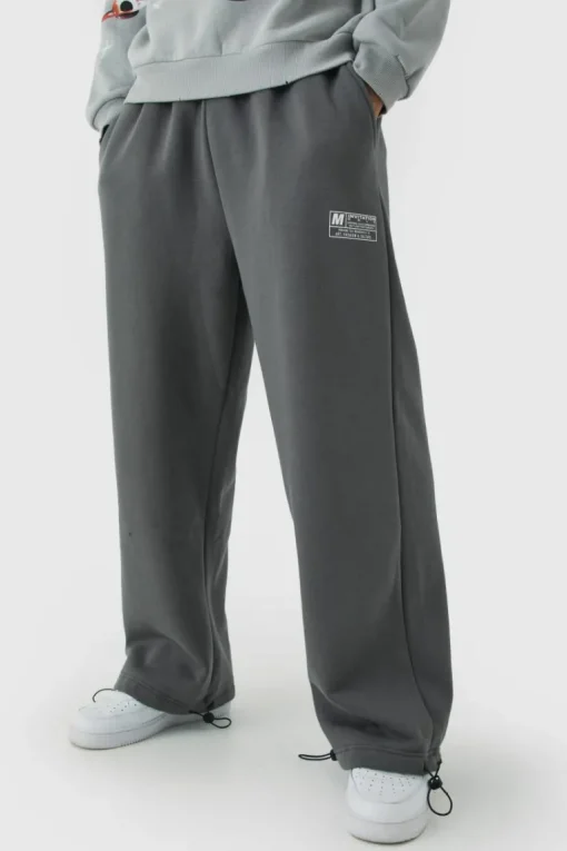 Wide Leg Tie Cuff Double Waistband Joggers