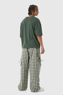 Woven Check Parachute Cargo Trousers