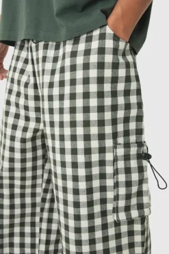 Woven Check Parachute Cargo Trousers