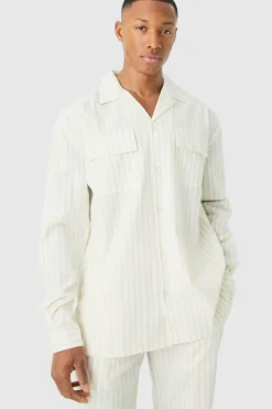Woven Stripe Lounge Shirt