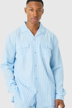 Woven Stripe Lounge Shirt