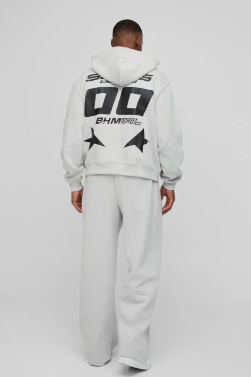 Zip Through Moto And Jogger Print Tracksuit